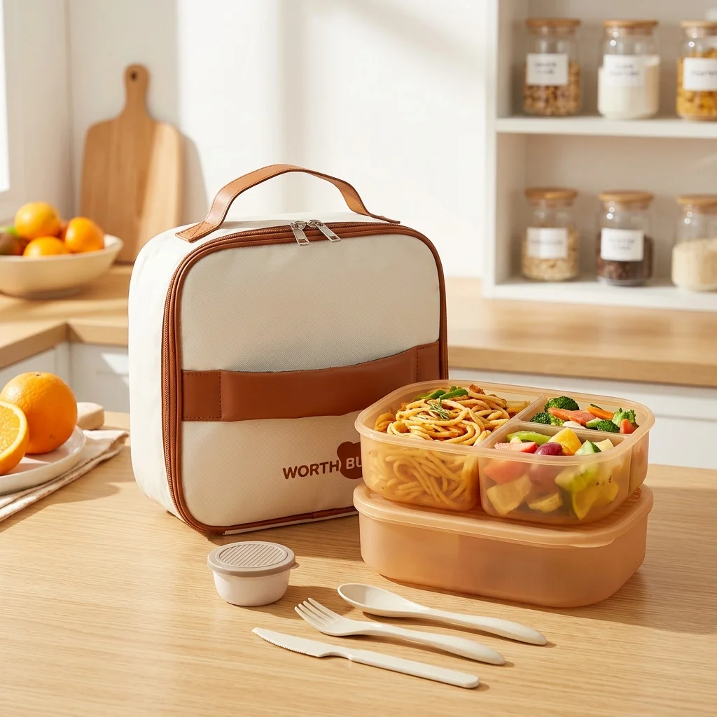 Food Or Snacks - Abnehmbare Bento-Box aus Kunststoff, mikrowellengeeignet, mit