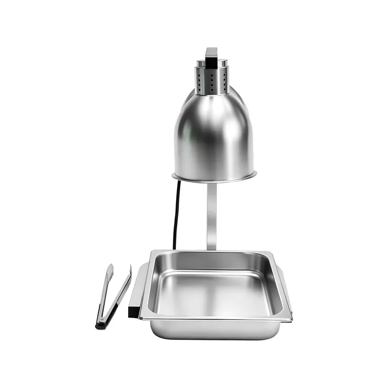 Snacks Food Warmer - Gewerblicher Edelstahl-Doppelkopf-Speisenwärmer mit Heizplatte für Hotelbuffet,
