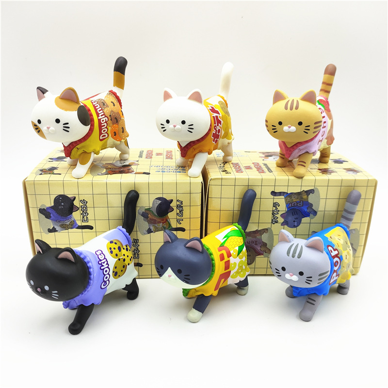 Food Snacks Packaging - Niedliche Katzen-Überraschungsbox mit Süßigkeiten-Verpackung, Snack-Katzenfiguren, Spielzeug-Kätzchen,