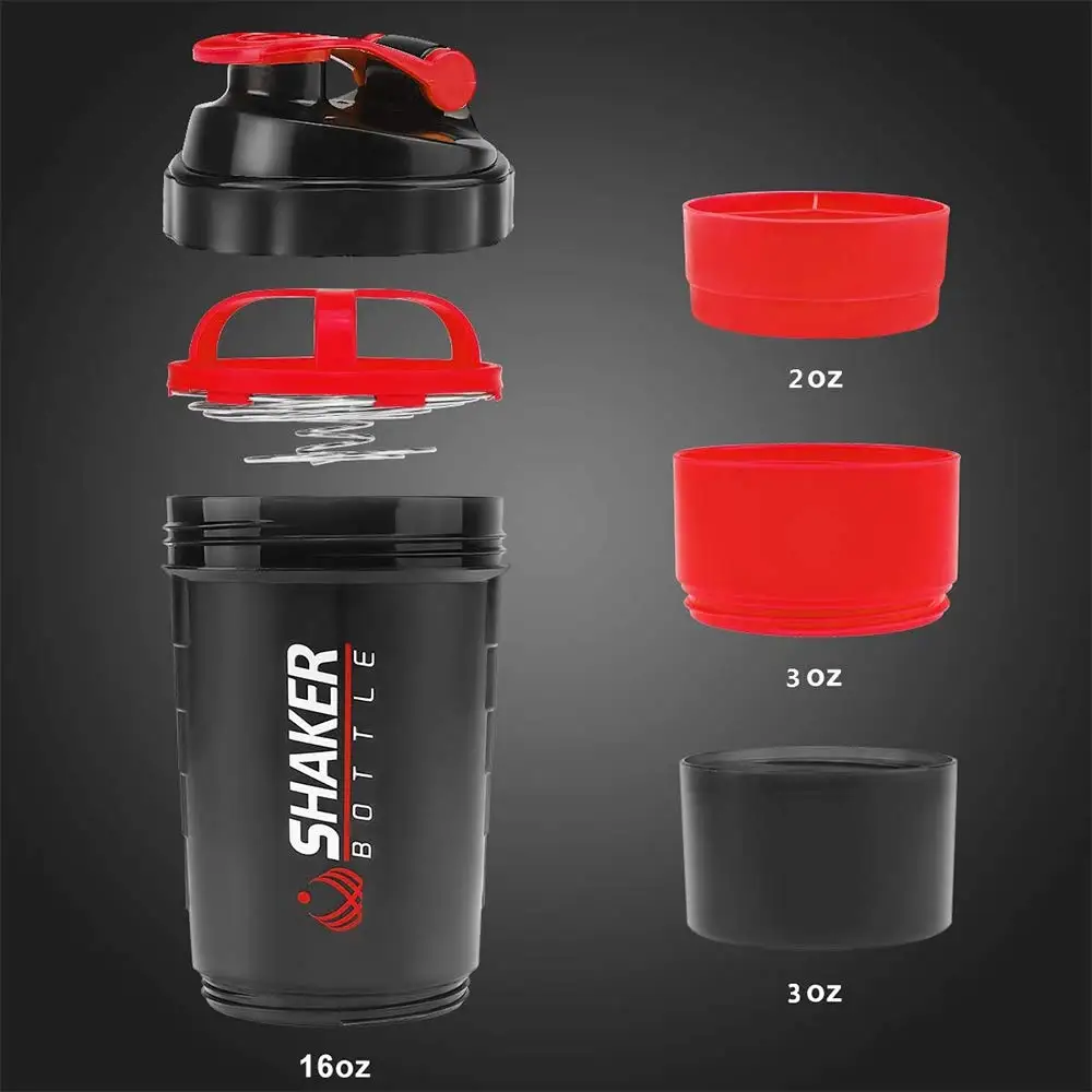 Protein Bar Box - 500 ml geschichtete Proteinflasche, Pulvershaker mit