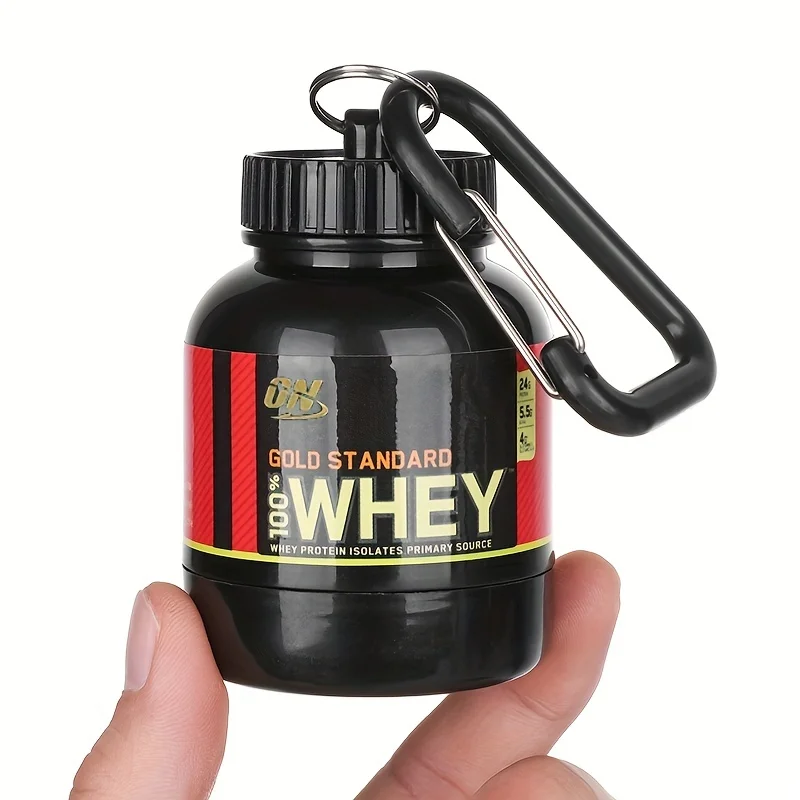 Protein Bar Box - 1 Stück tragbarer 100-ml-Schlüsselanhänger-Pulverbehälter, Whey-Proteinbehälter für